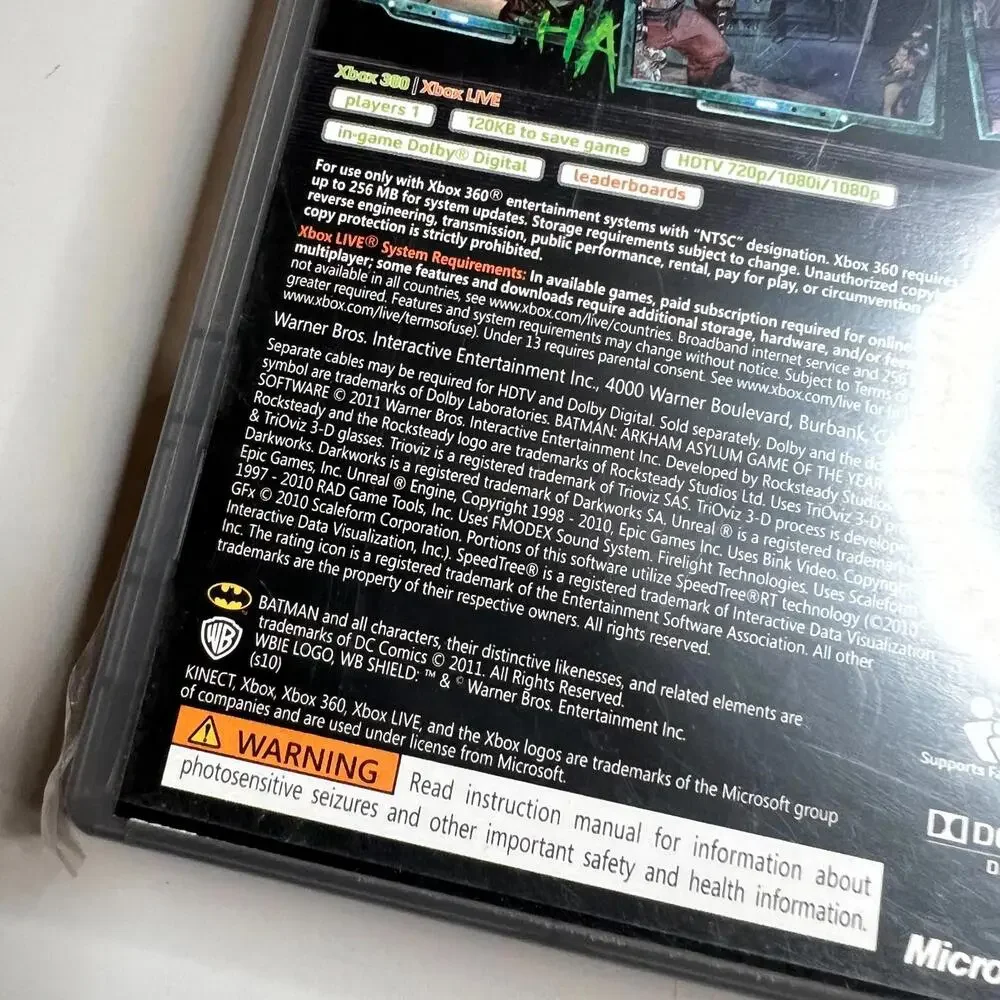 Batman: Arkham Asylum GOTY (Microsoft Xbox 360, 2011) Platinum‎ Hits CIB Tested